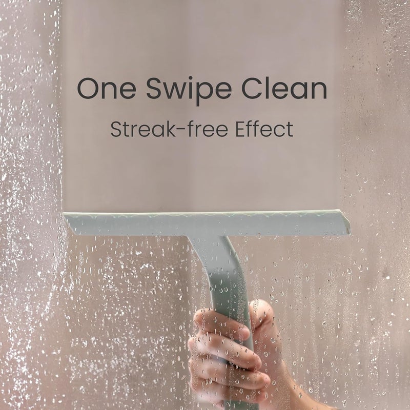 dancemoon JustHang Shower Squeegee for Glass Doors, All-One-Piece Silicone with Built-in Hook Design for Easy Hanging, Household Window Mirror Squeegee for Bathroom, Glass, Kitchen, Tile Wall, Car - Image 2
